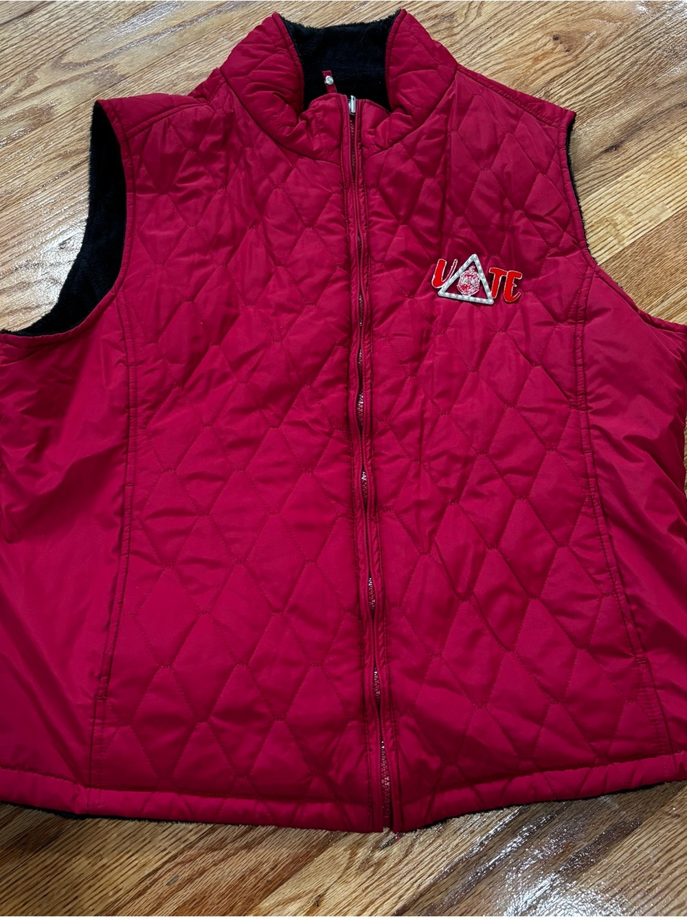 Delta Quilted Red Women's Vest with Embroidered Logo